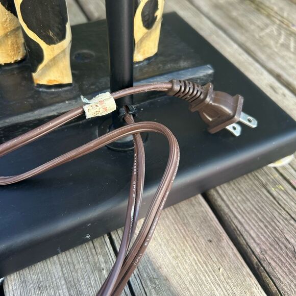 Wooden Giraffe Table Desk Lamp Light Vintage Mid-Century Metal Base 33" Tall - Picture 4 of 16